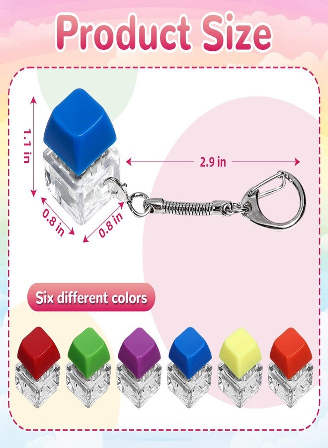DEARIDAP 6 PCS Keyboard Fidget, Keyboard Clicker Keychain, Push Bubble Sensory Fidget for Adults to Relief Pass Time (Red, Blue, Purple, Green, Orange, Yellow) - Image 2